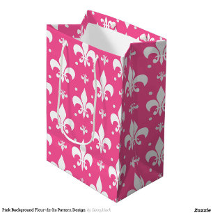 Pink and White Fleur-de-lis Design  Medium Gift Bag