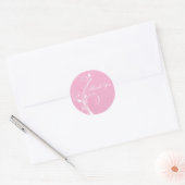 Pink and White Floral 1.5" Round Thank You Sticker (Envelope)