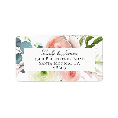 Pink and White Floral Arrangement Address Label