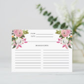 Pink and White Floral Blooms Recipe Card (Standing Front)