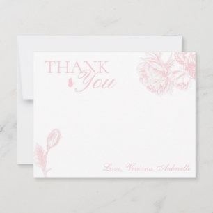 Pink and White Floral Butterfly Thank You Card