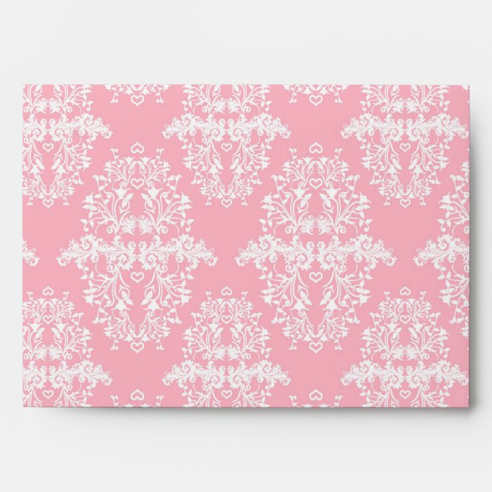 Pink and White Floral Damask Vintage Pattern Envelope