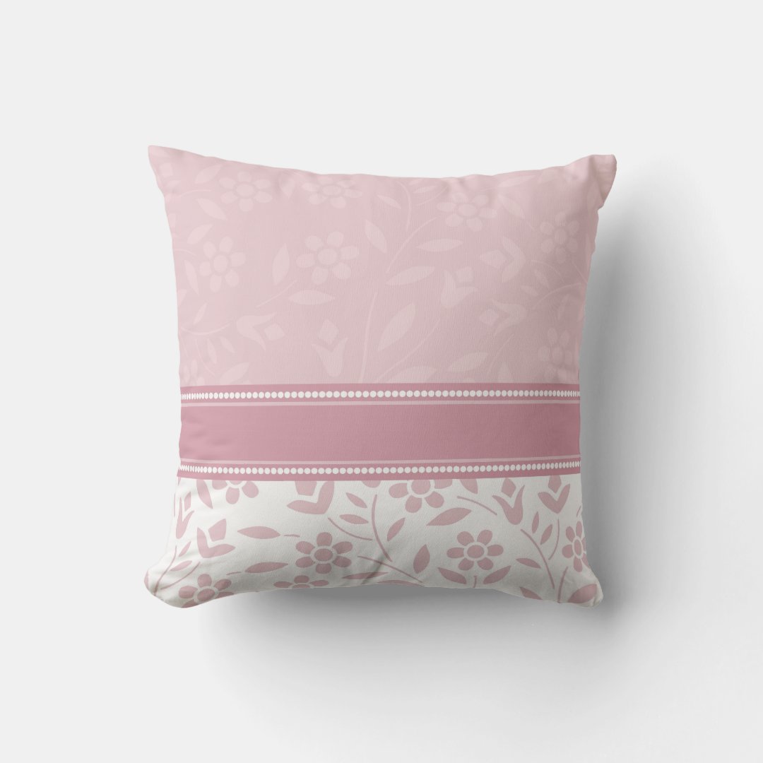 Pink and White Floral Decorative Pillow Zazzle