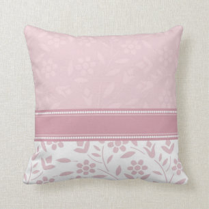 Pink and White Floral Decorative Pillow