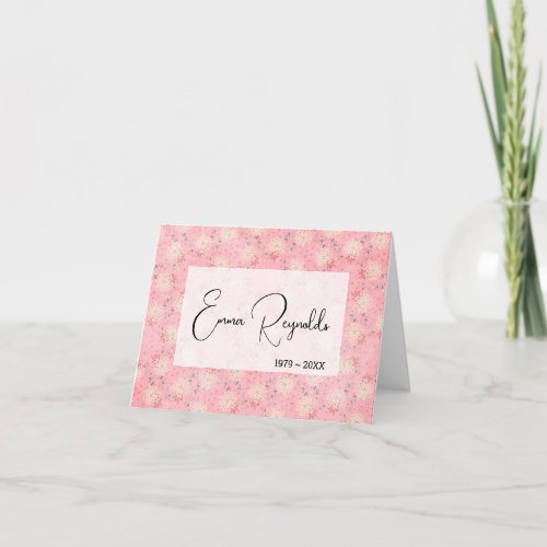 Pink and White Floral Desing Sympathy Thank You  Card
