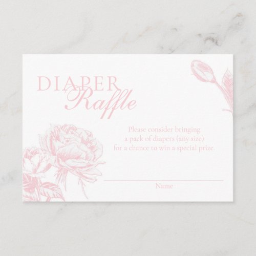 Pink and White Floral Diaper Raffle Enclosure Card
