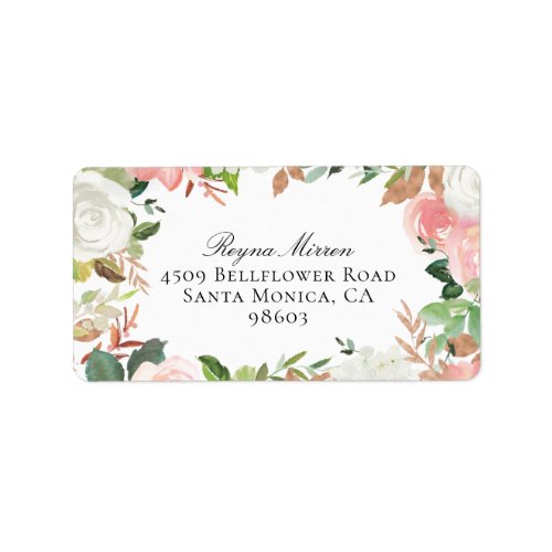 Pink and White Floral Frame Address Label