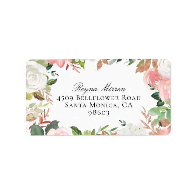 Pink and White Floral Frame Address Label (Front)