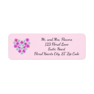 Pink and White Floral Heart Address Labels