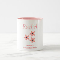 Pink and White Floral Homeschool Mom Two-Tone Coffee Mug