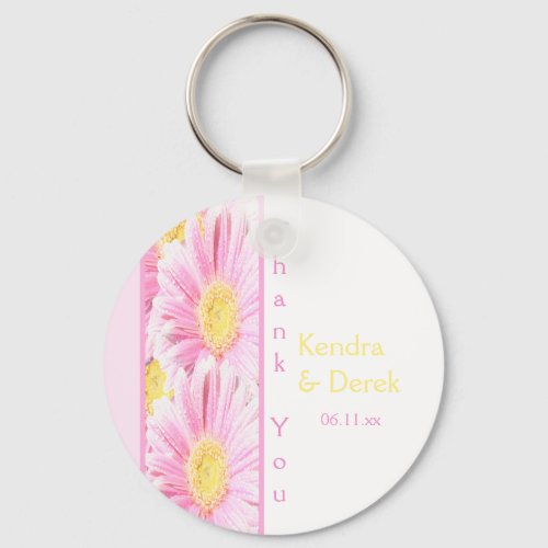 Pink and White Floral Keychain