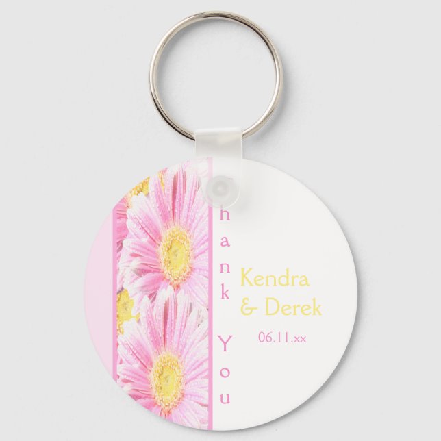Pink and White Floral Keychain (Front)