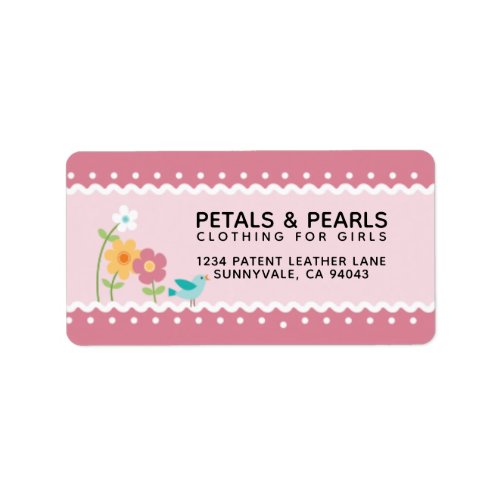 Pink and White Floral Label