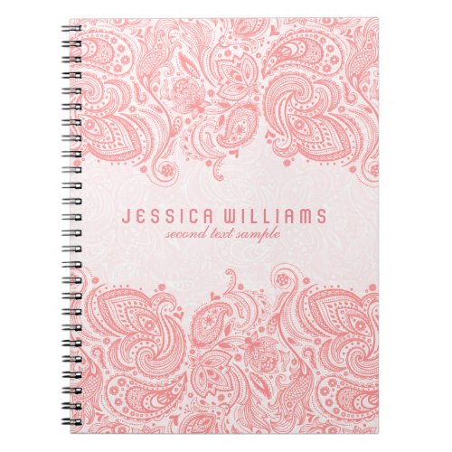 Pink And White Floral paisley Lace Notebook