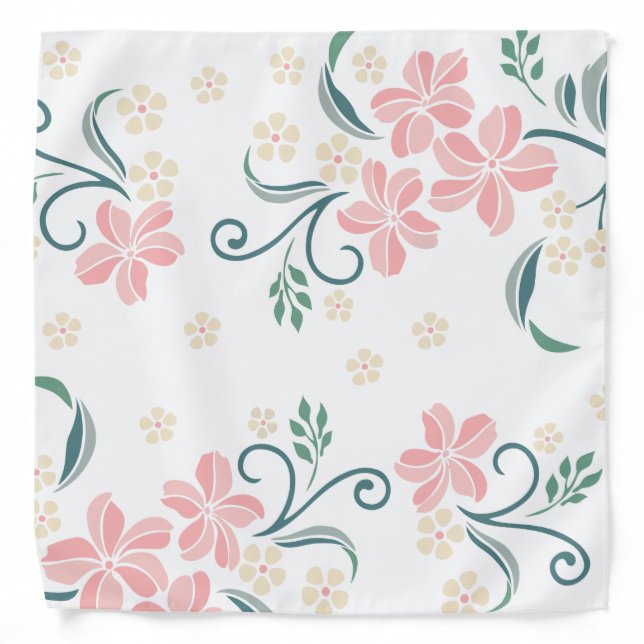 Pink and White Floral Pattern  Bandana (Front)
