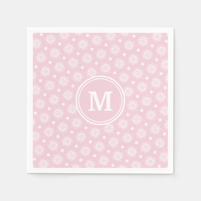 Pink And White Floral Pattern  Napkins (Front)