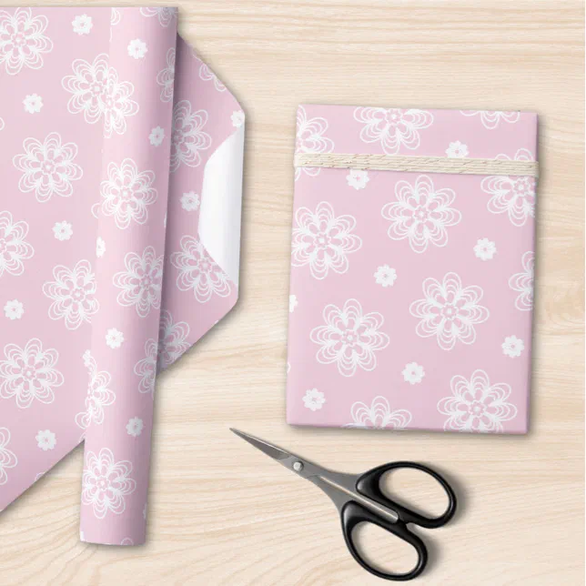 Pink And White Floral Pattern Wrapping Paper | Zazzle
