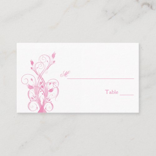 Pink and White Floral Placecards Business Card