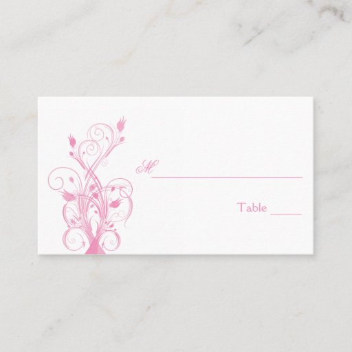 Customizable Pink and White Floral Placecards Business Card