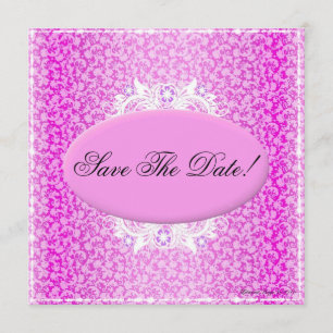 Pink and White Floral Save The Date Invitation