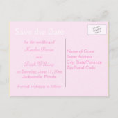 Pink and White Floral Save the Date Postcard (Back)