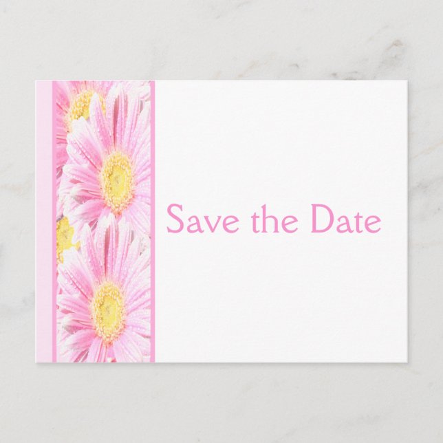 Pink and White Floral Save the Date Postcard (Front)