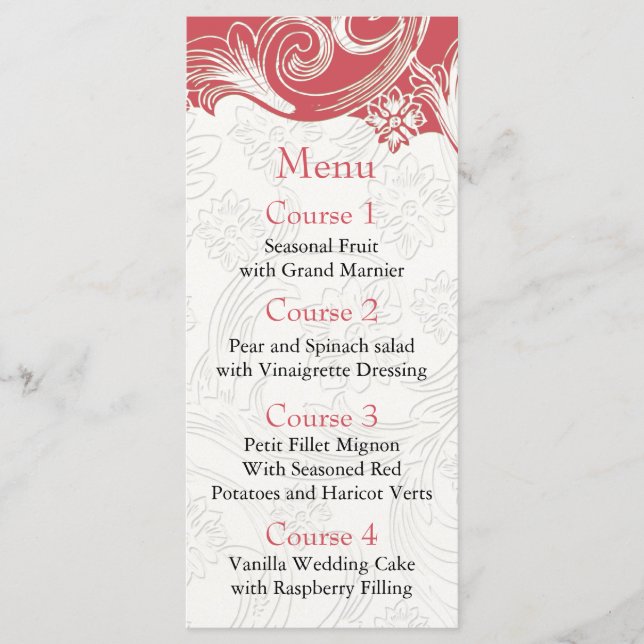 Pink and White Floral Spring Wedding Menu (Front)