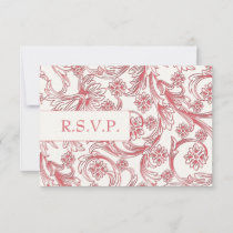 Pink and White Floral Spring Wedding RSVP Card