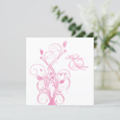 Pink and White Floral Square Wedding Invitation (Standing Front)