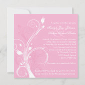 Pink and White Floral Square Wedding Invitation (Back)