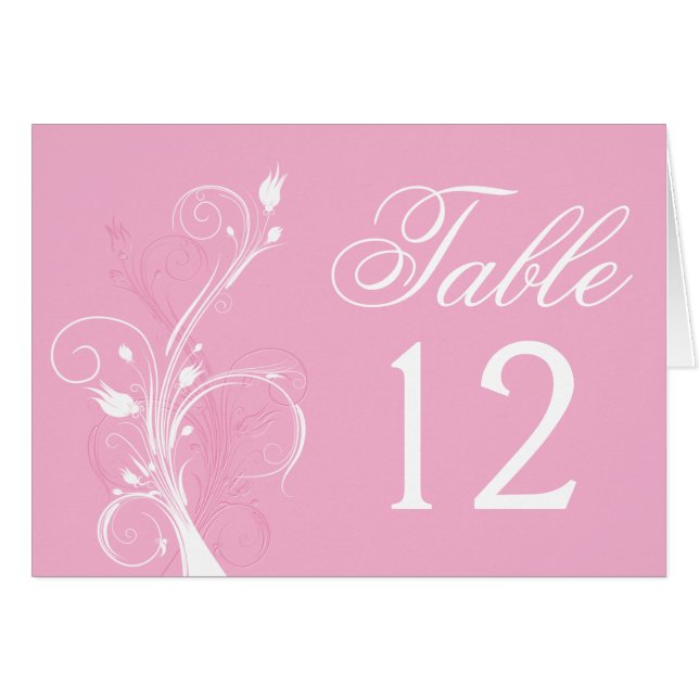 Pink and White Floral Table Number Card (Front Horizontal)