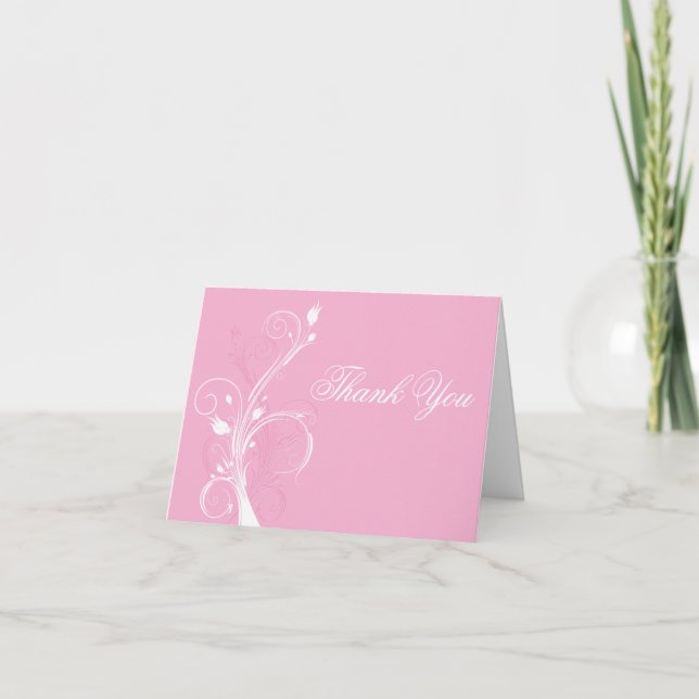 Pink and White Floral Thank You Card (Front)