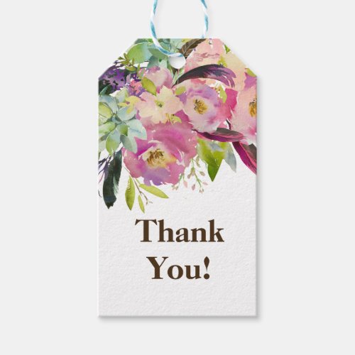 pink and white floral thank you gift tag