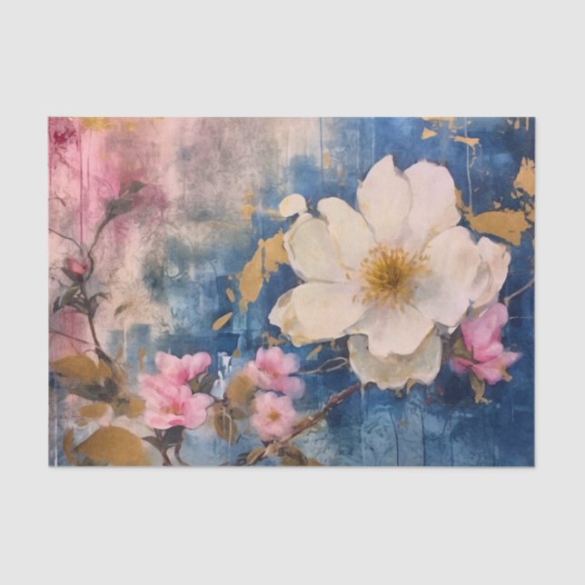 Pink and White Floral Tissue Paper (Front)