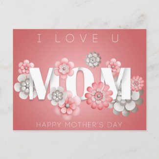 Pink and White Floral Typography Mother's Day