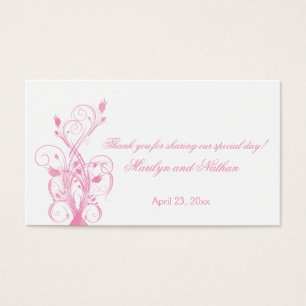 Pink and White Floral Wedding Favor Tag