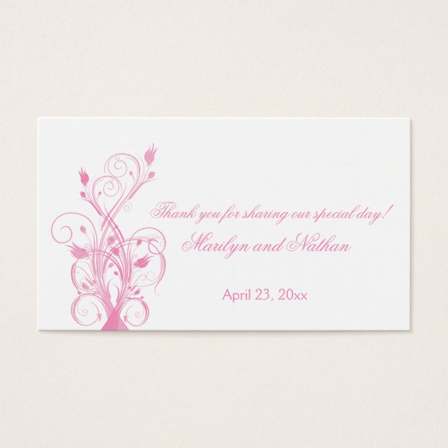 Pink and White Floral Wedding Favor Tag (Front)