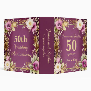 Pink and White Floral with Gold Accents and Frame 3 Ring Binder