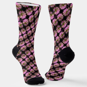 Pink And White Flower Close Up Pattern Socks
