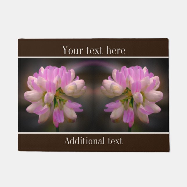Pink And White Flower Close Up Personalized Doormat (Front)