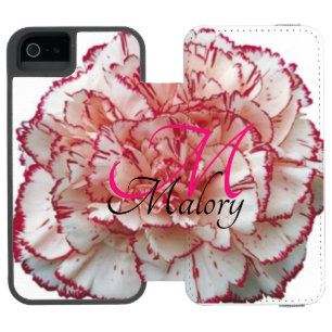 Pink and White Flower iPhone 6 Wallet Case w/Name