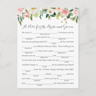 Pink and White Flower Wedding Advice Cards
