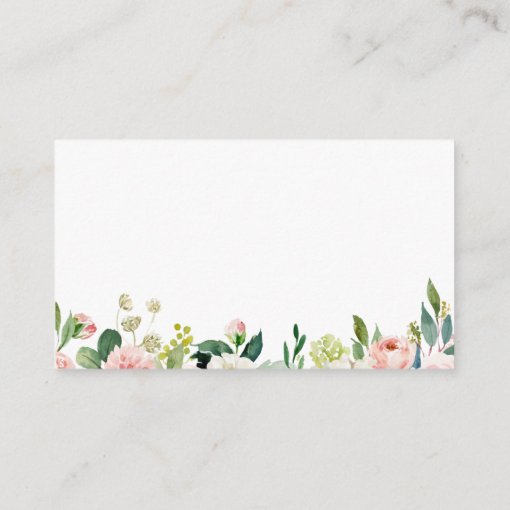 Pink and White Flower Wedding Flat Place Card | Zazzle