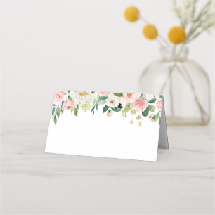 Pink and White Flower Wedding Food Label Cards