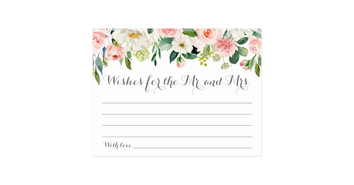 Pink And White Flower Wedding Wishes Cards Zazzle Com