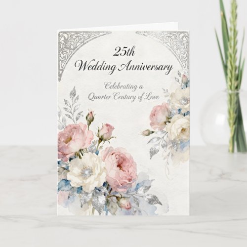 Pink and White Flowers 25th Wedding Anniversary