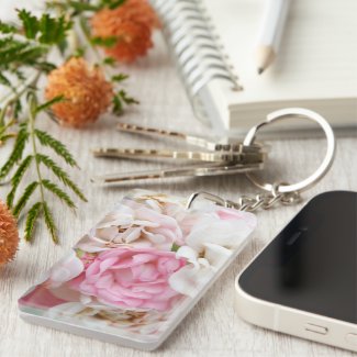 Pink and White Flowers Keychain