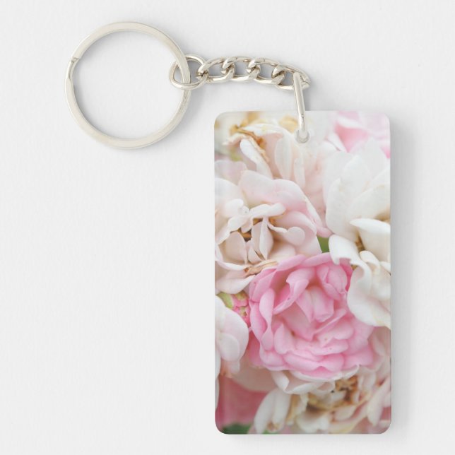 Pink and White Flowers Keychain (Front)