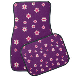 Pink and White Flowers on Purple Car Mats