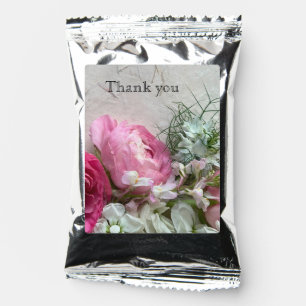 Pink and white flowers on texture coffee drink mix